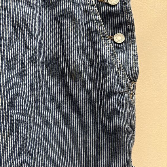 Gap VTG Y2K Blue White Hickory Stripe Denim Overalls Railroad Workwear Utility - Picture 11 of 15